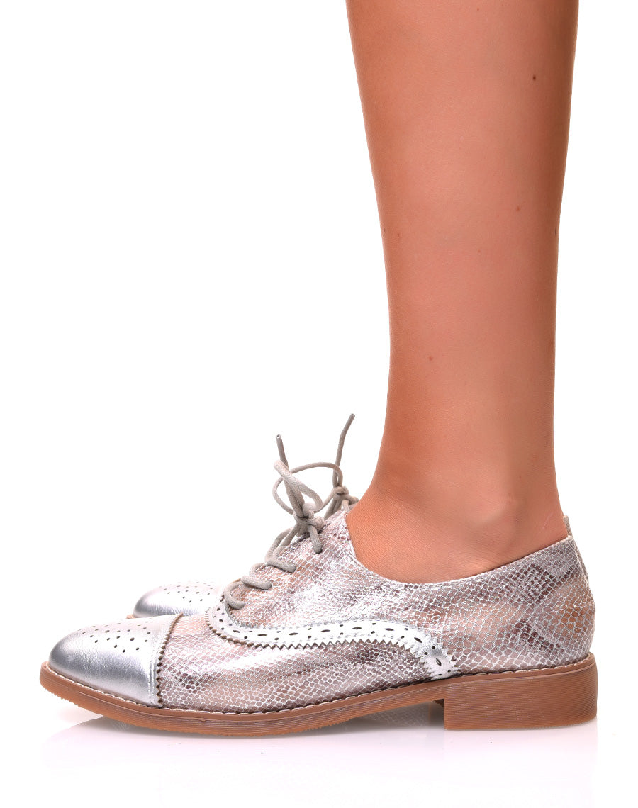 Richelieus python aux reflets argentés et empiècements