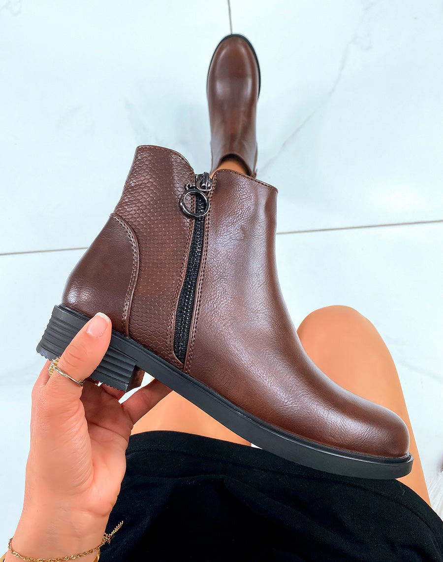 Séduction Chocolat : Bottines Bi-Matière pour femme