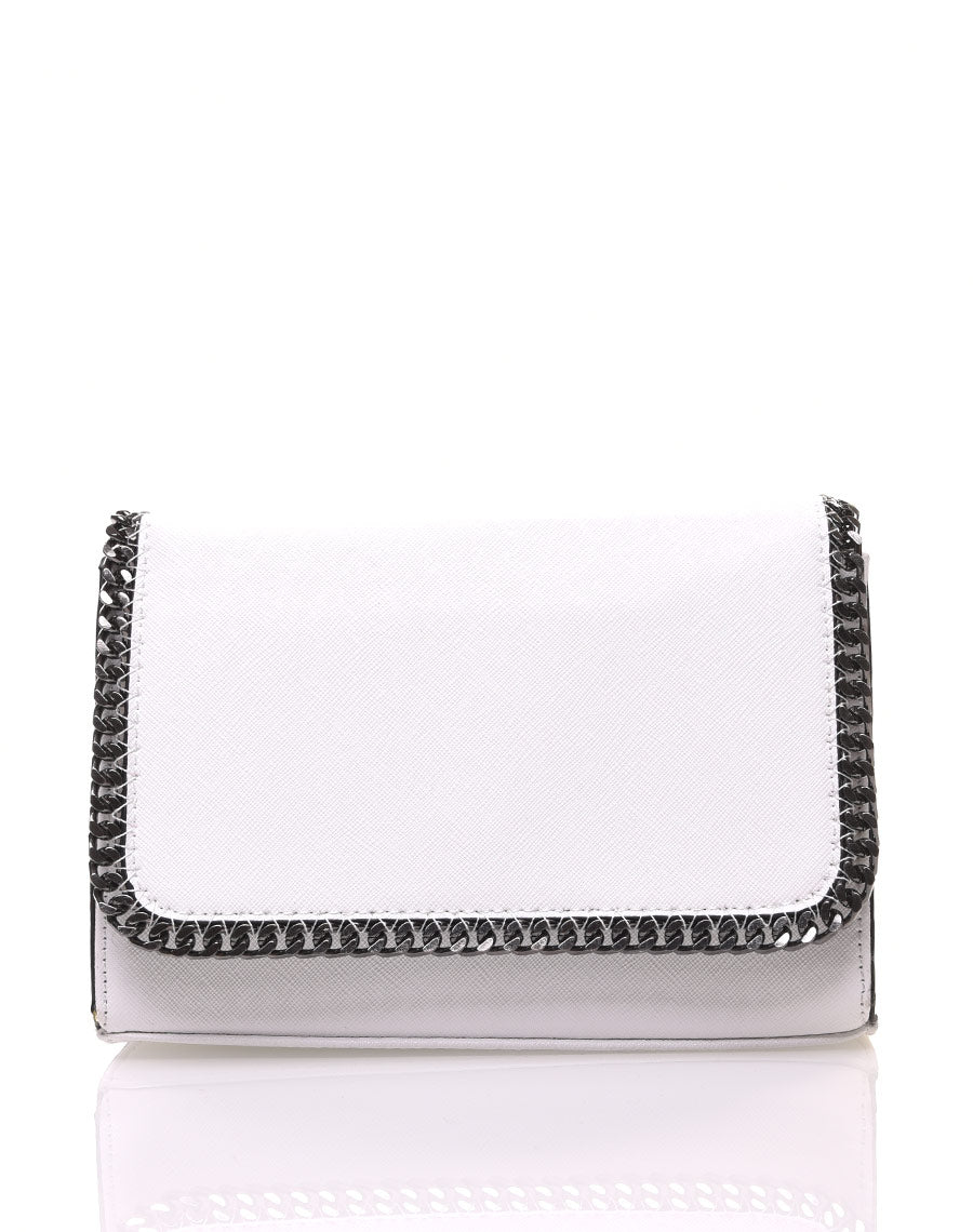 Sac bandoulière avec chaine blanc