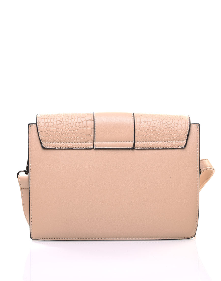 Sac bandoulière beige effet croco