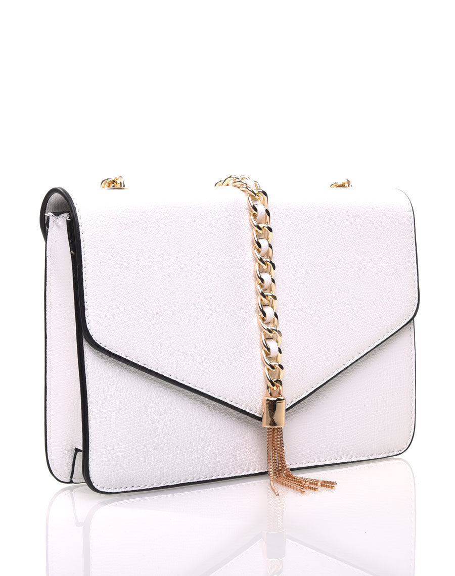 Sac bandoulière blanc chaine