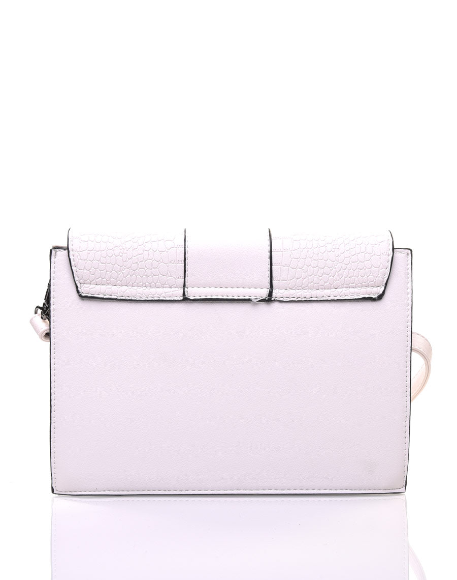Sac bandoulière blanc effet croco