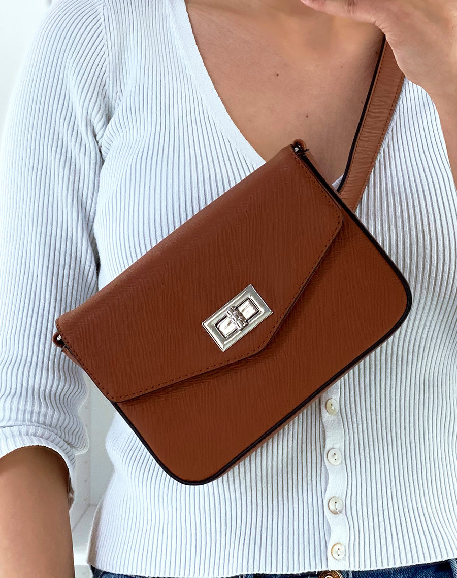 Sac bandoulière camel effet grainé