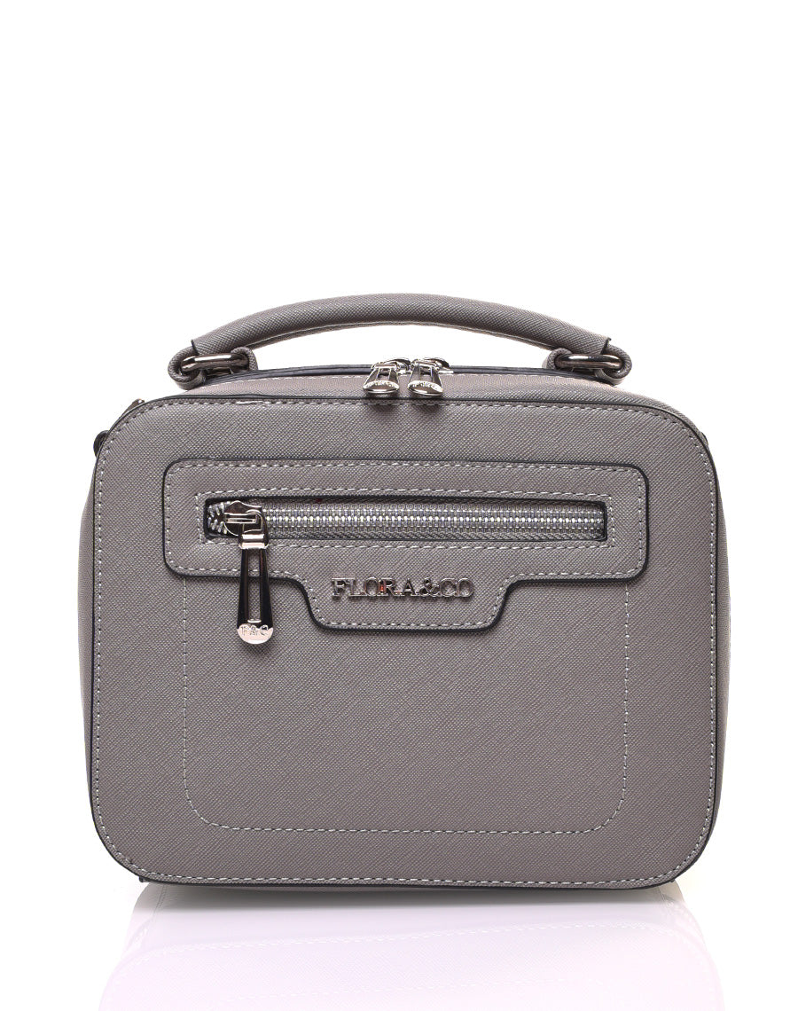 Sac bandoulière carré rigide type mallette gris