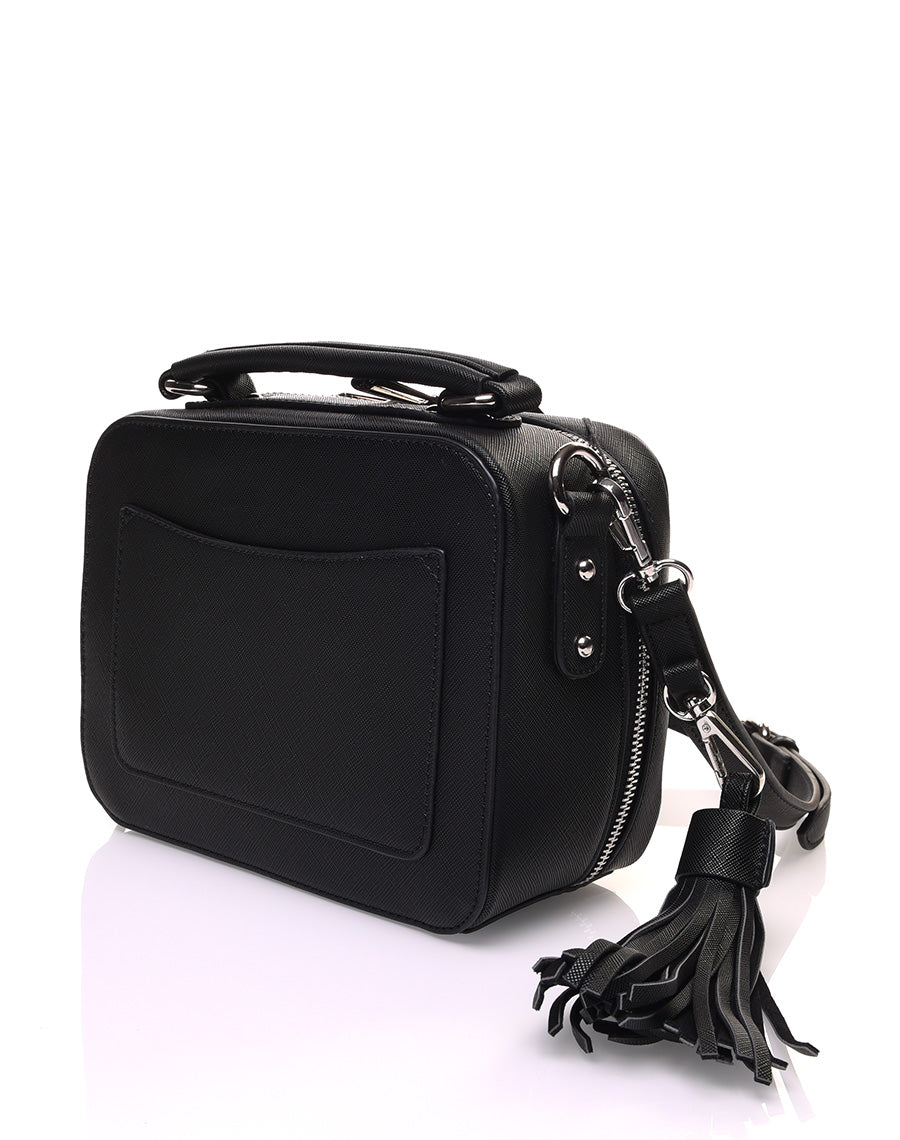 Sac bandoulière carré rigide type mallette noir