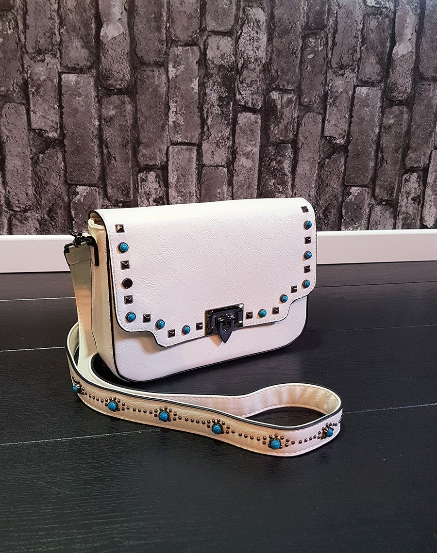 Sac bandoulière clouté blanc