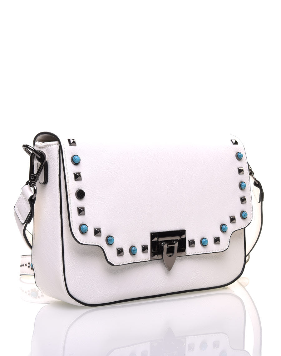 Sac bandoulière clouté blanc