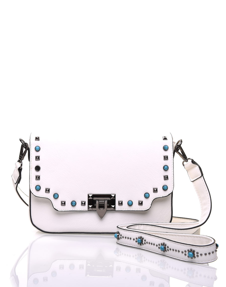 Sac bandoulière clouté blanc