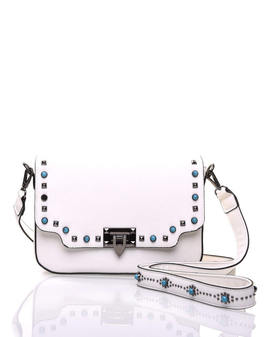 Sac bandoulière clouté blanc