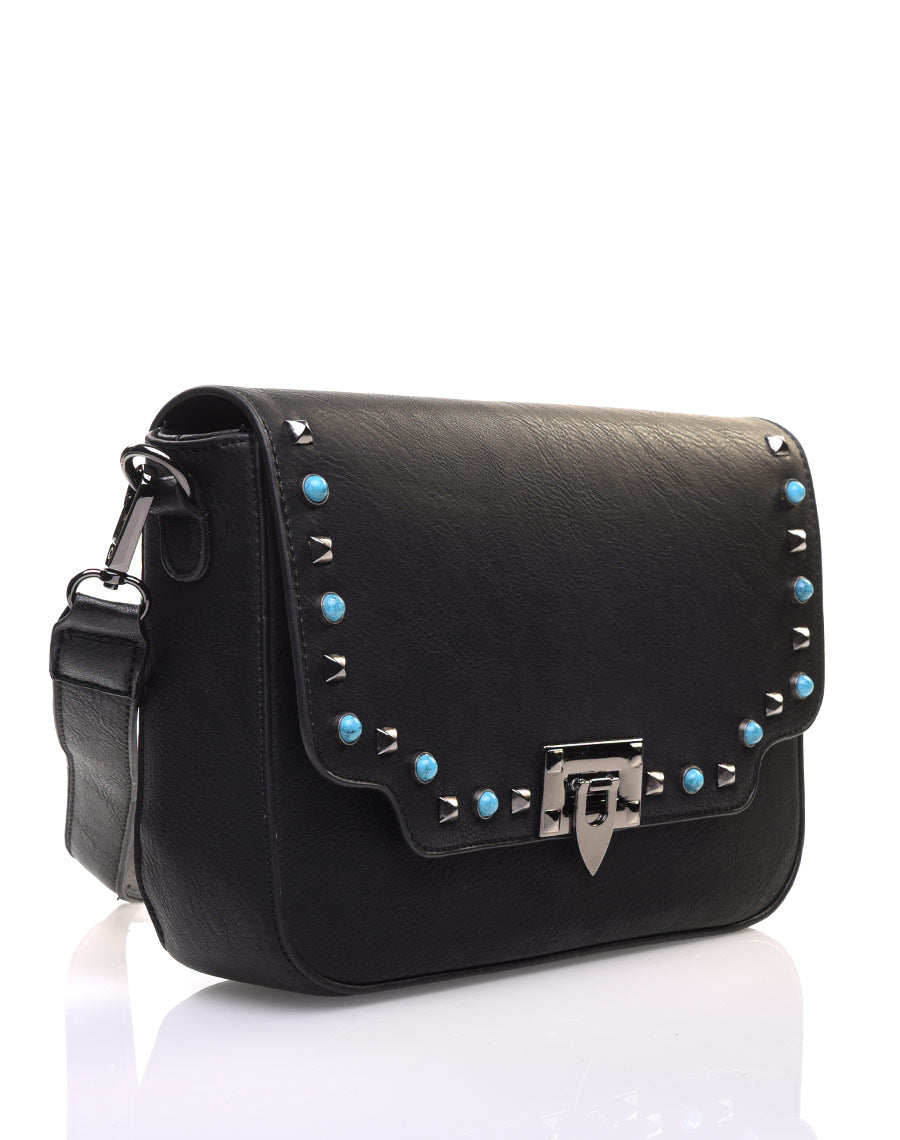 Sac bandoulière clouté noir