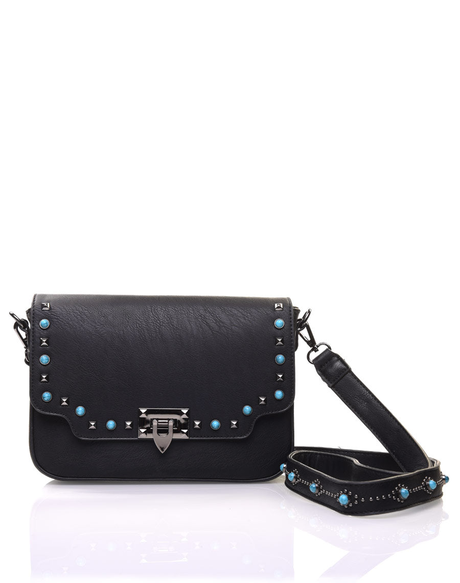 Sac bandoulière clouté noir