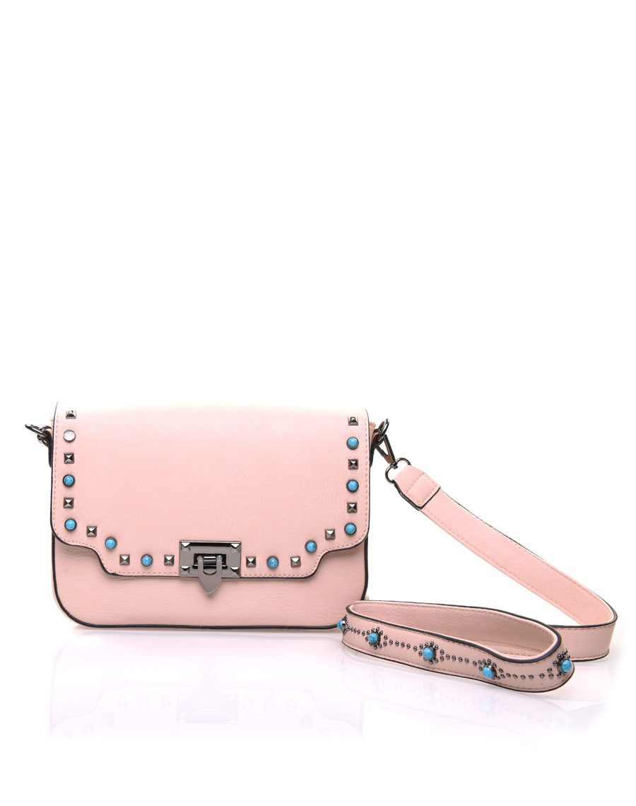 Sac bandoulière clouté rose