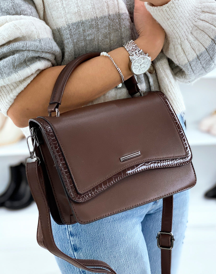 Sac bandoulière marron à détail coco