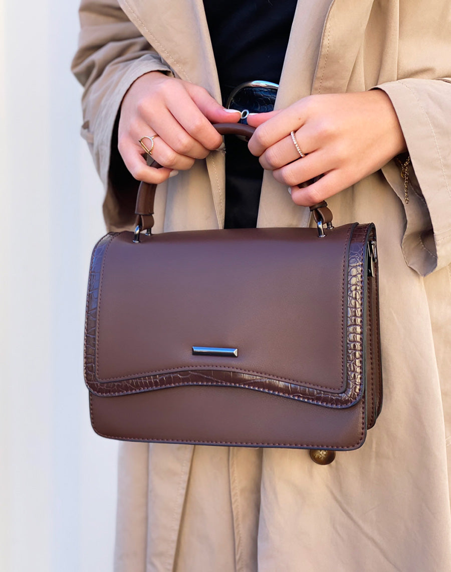 Sac bandoulière marron à détail coco