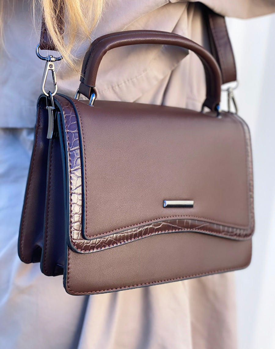 Sac bandoulière marron à détail coco