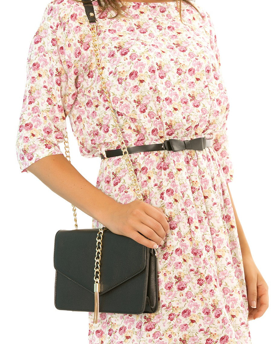 Sac bandoulière noir chaine