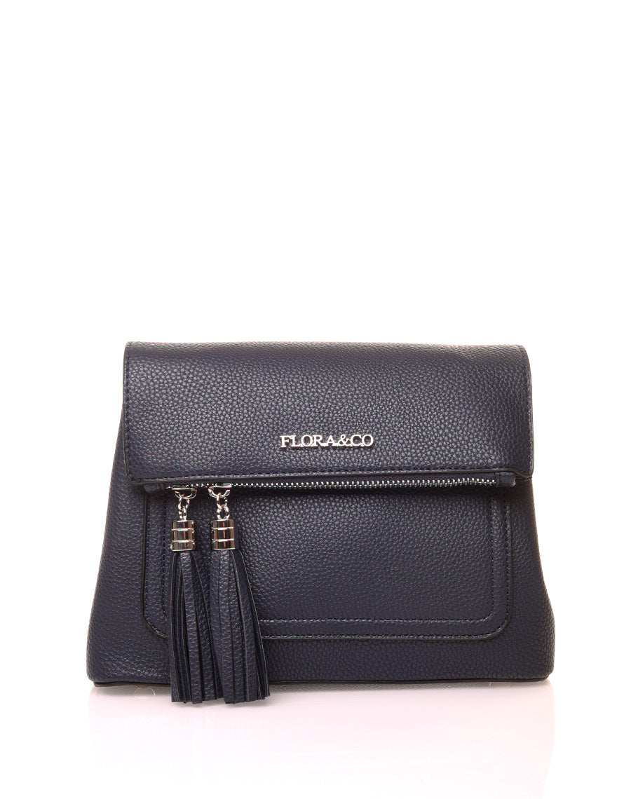 Sac à bandoulière à pom-pom bleu