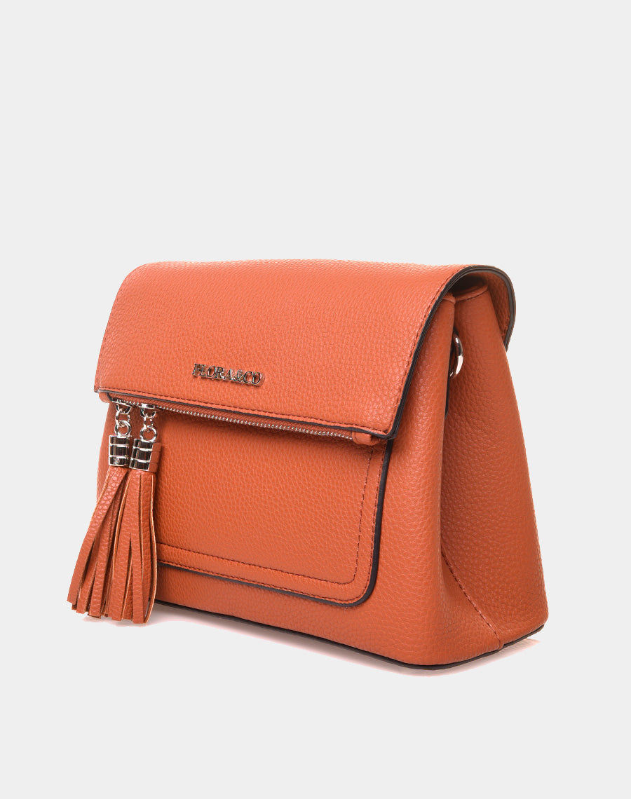 Sac à bandoulière à pom-pom camel