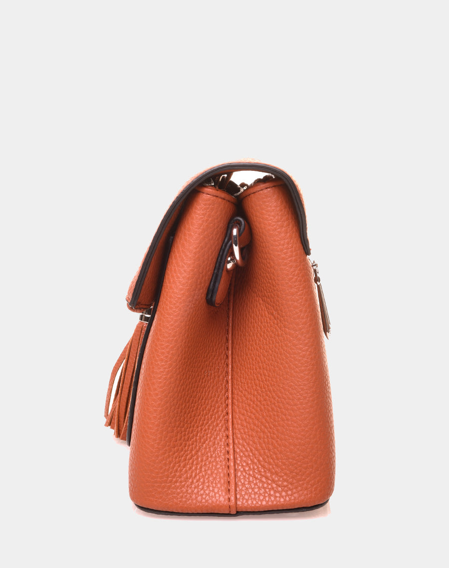 Sac à bandoulière à pom-pom camel