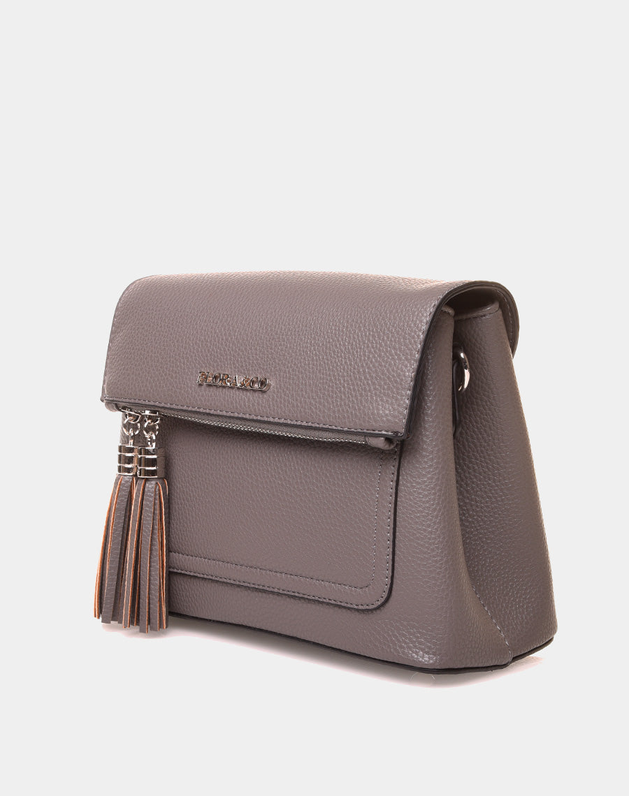 Sac à bandoulière à pom-pom gris