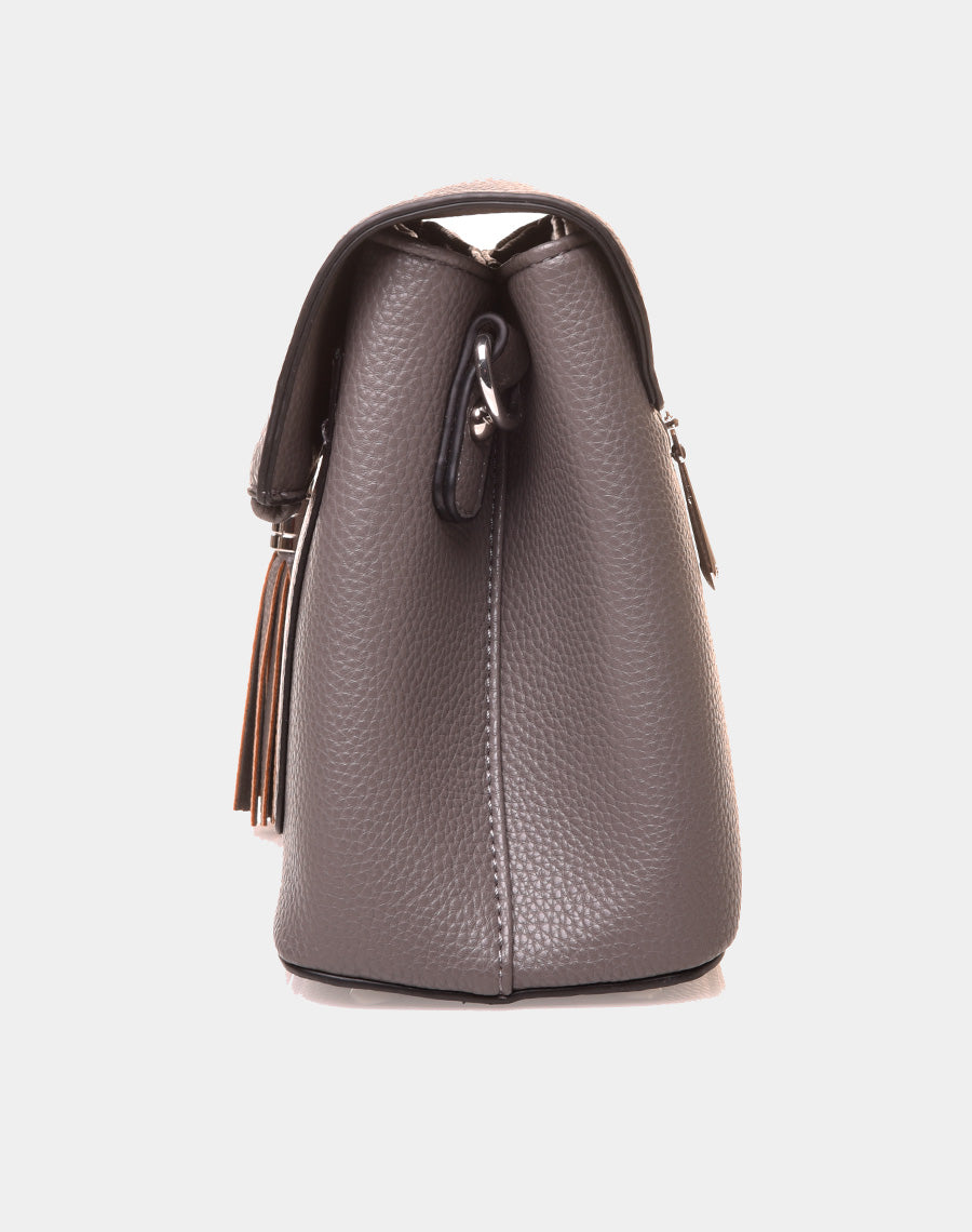 Sac à bandoulière à pom-pom gris