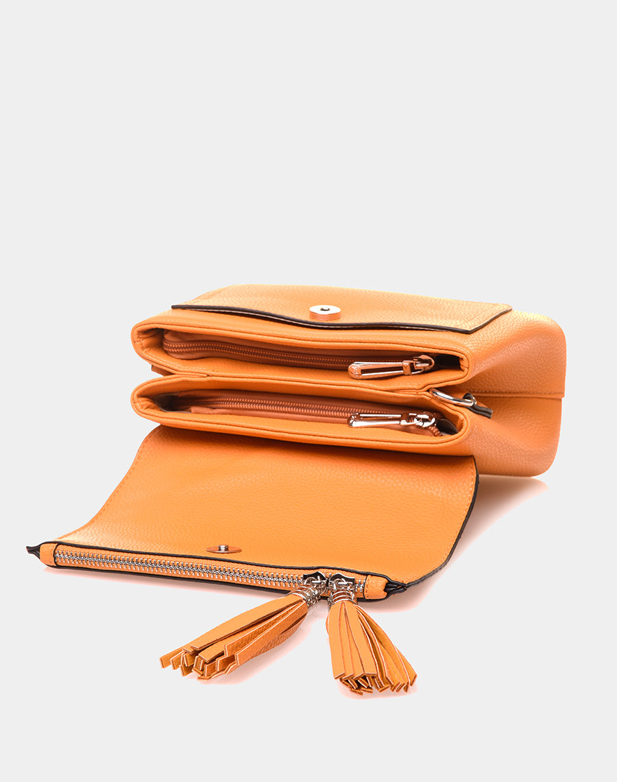 Sac à bandoulière à pom-pom moutarde