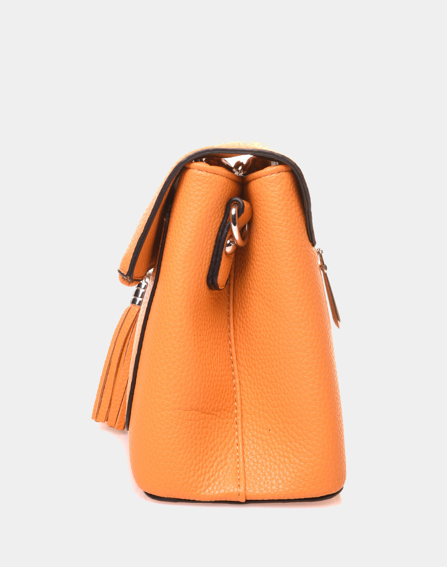 Sac à bandoulière à pom-pom moutarde