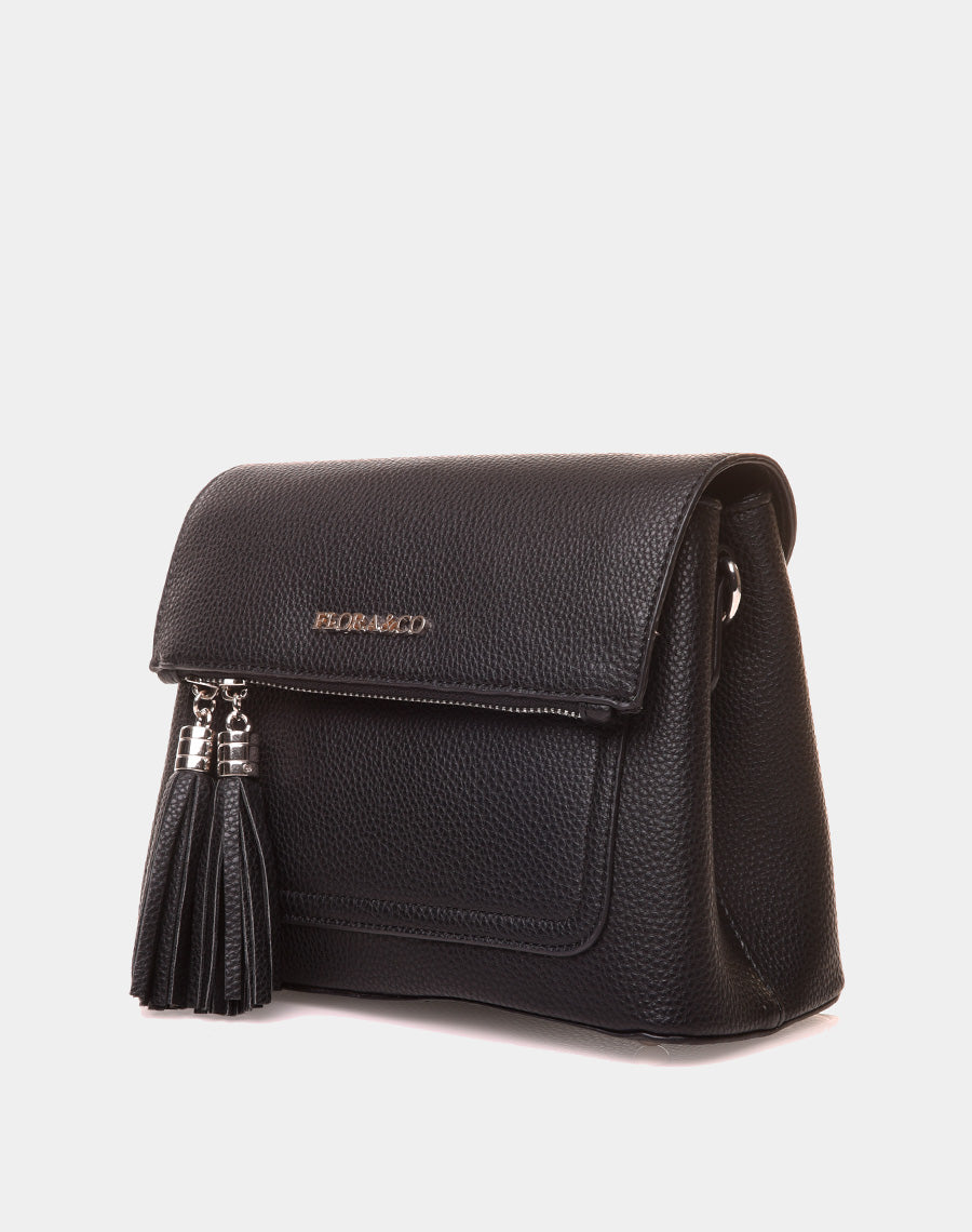 Sac à bandoulière à pom-pom noir