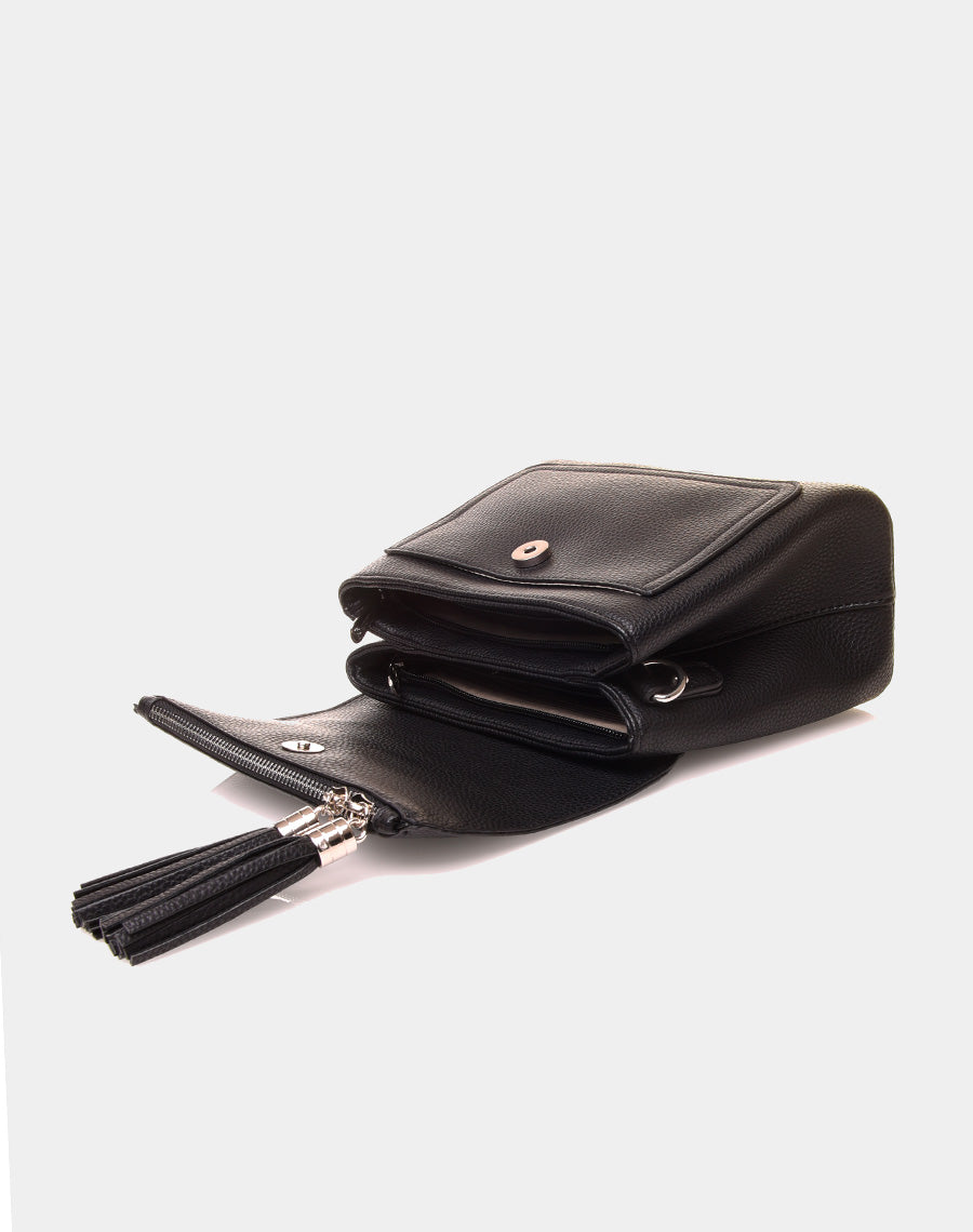 Sac à bandoulière à pom-pom noir