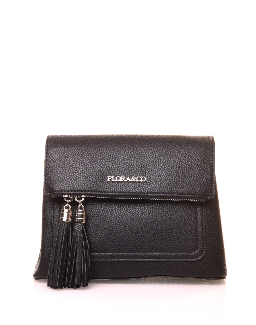 Sac à bandoulière à pom-pom noir