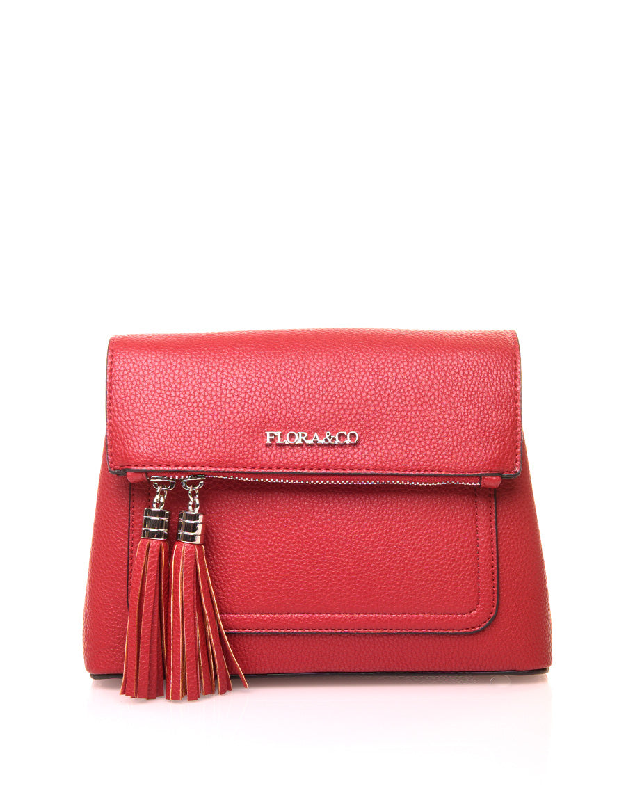 Sac à bandoulière à pom-pom rouge