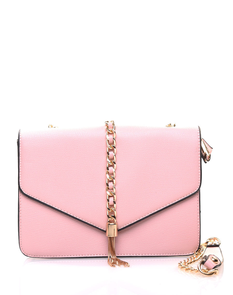 Sac bandoulière rose chaine