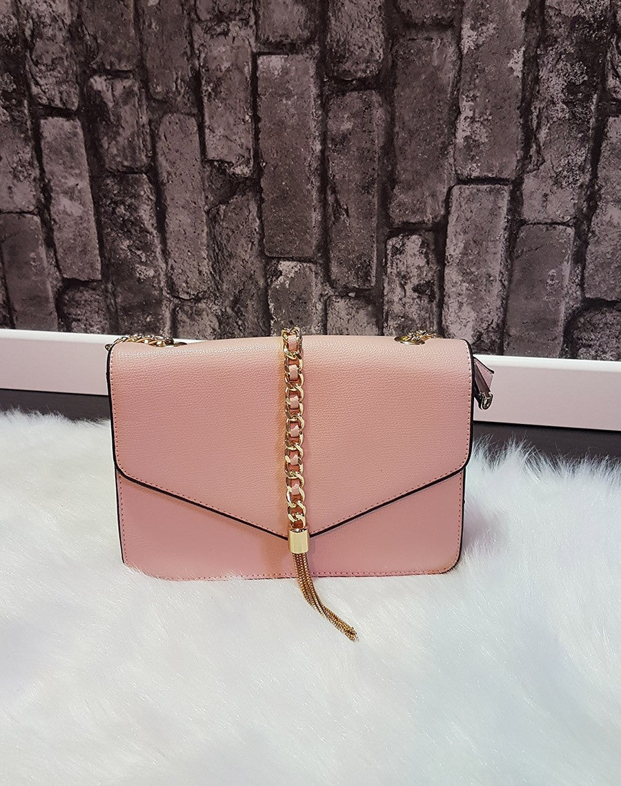 Sac bandoulière rose chaine
