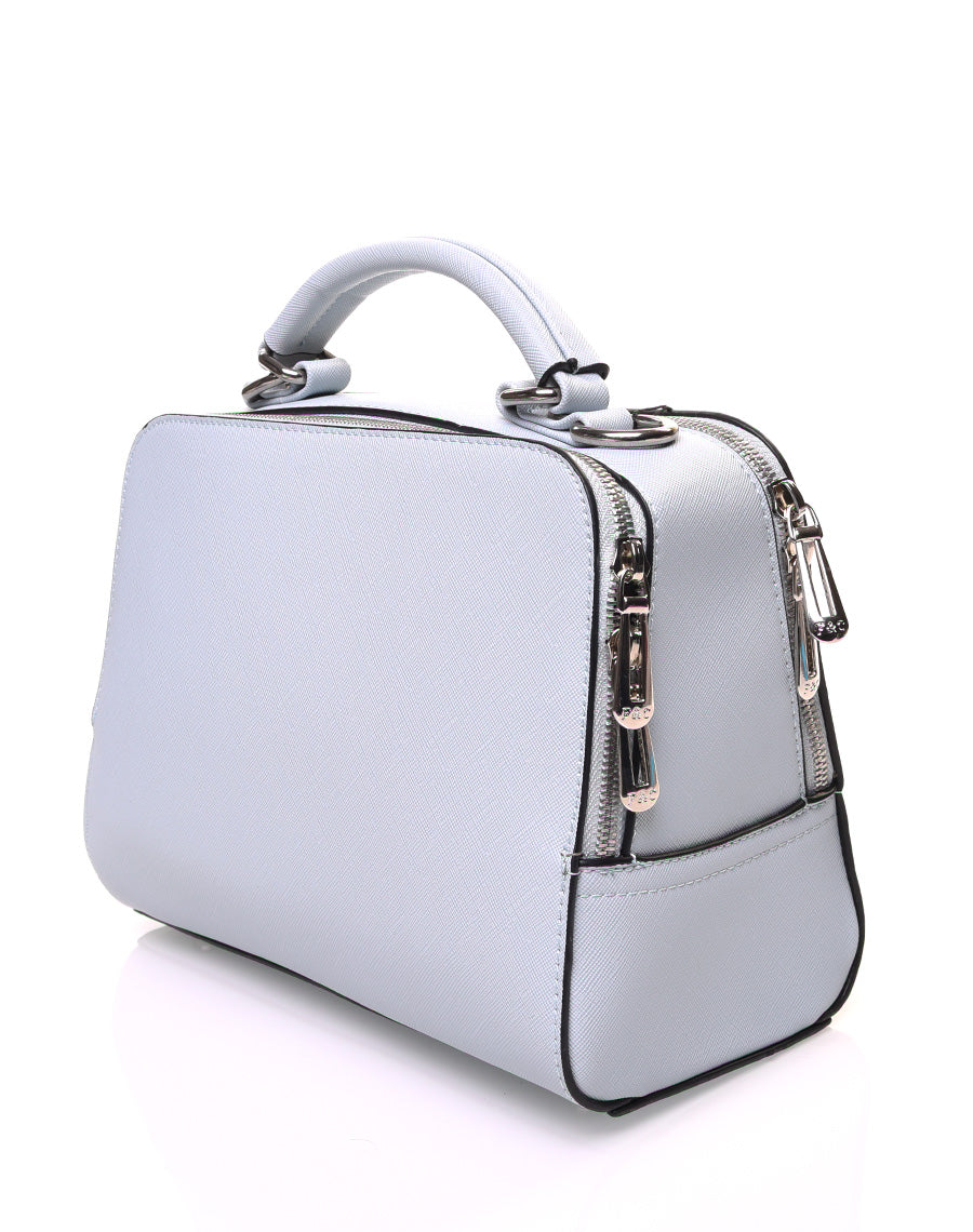 Sac bandoulière texturé rigide type mallette bleu clair