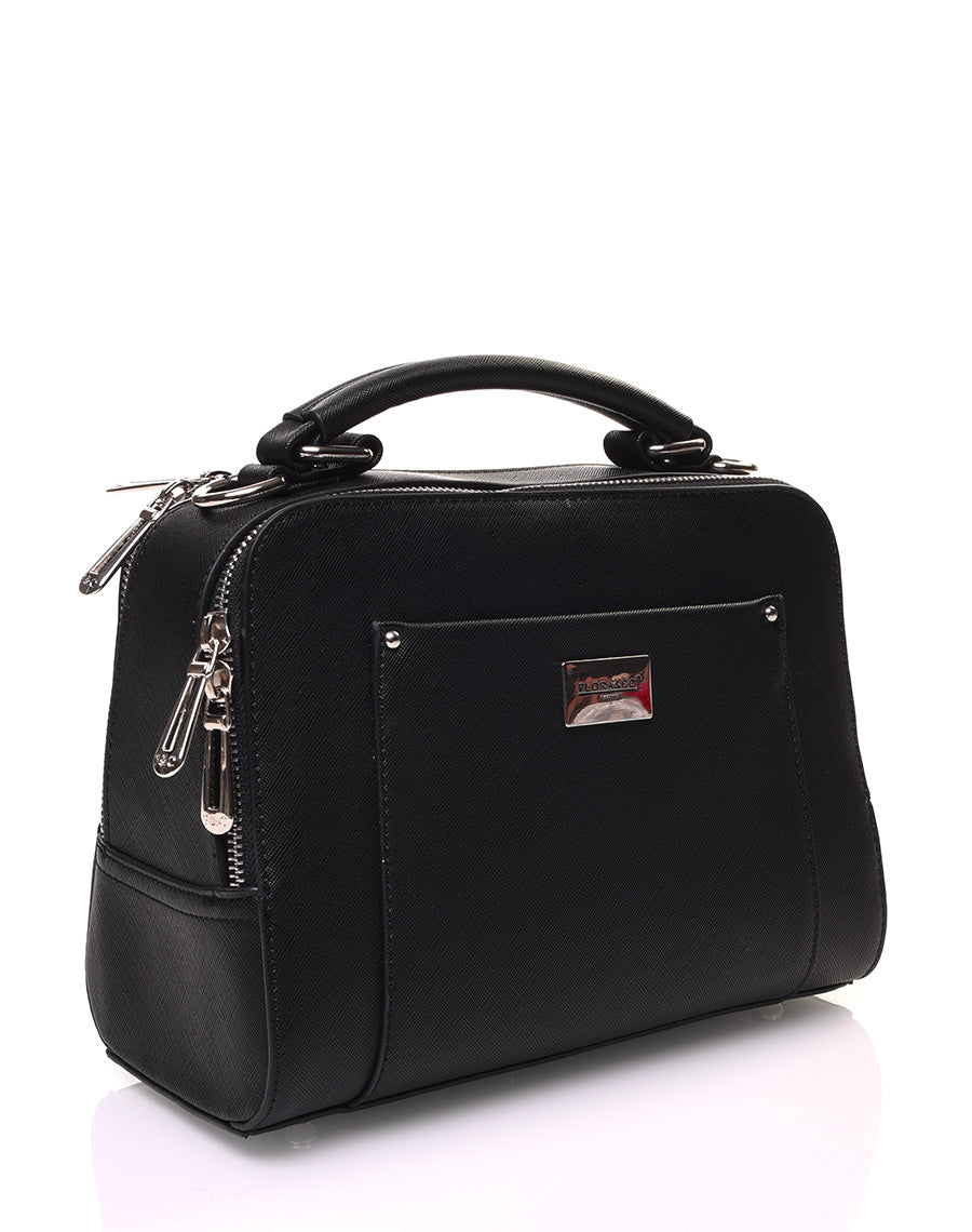 Sac bandoulière texturé rigide type mallette noir