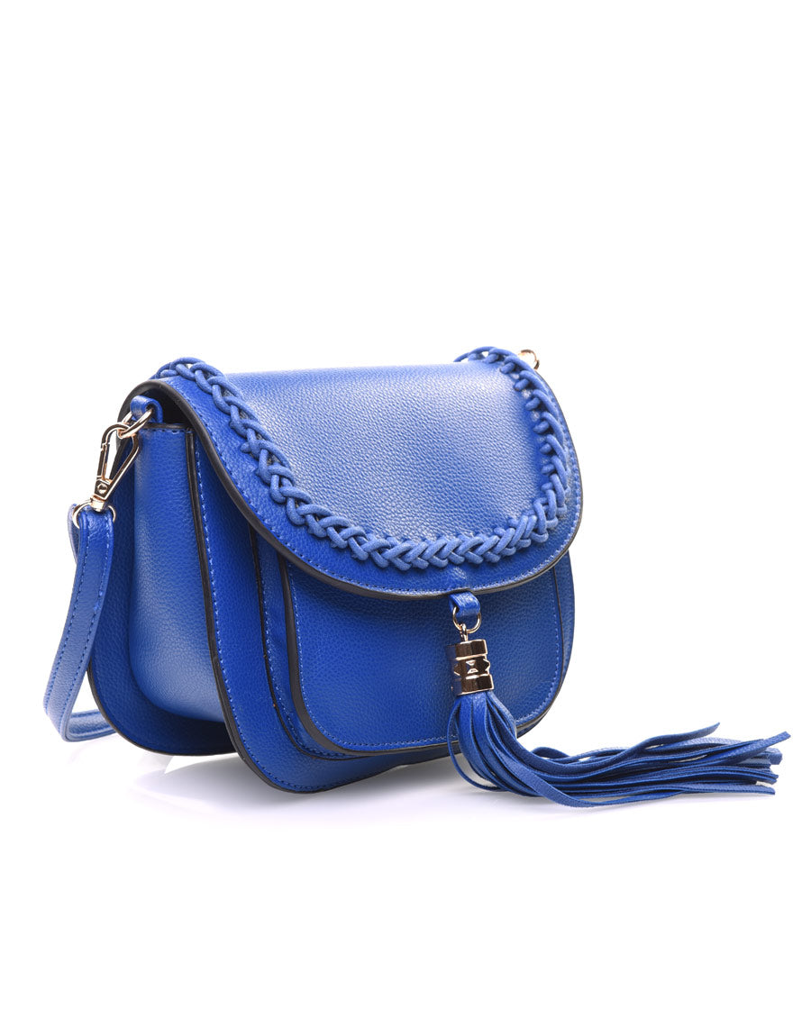Sac bandoulière tressé bleu
