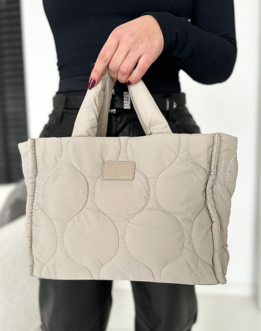 Sac beige matelassé effet nylon