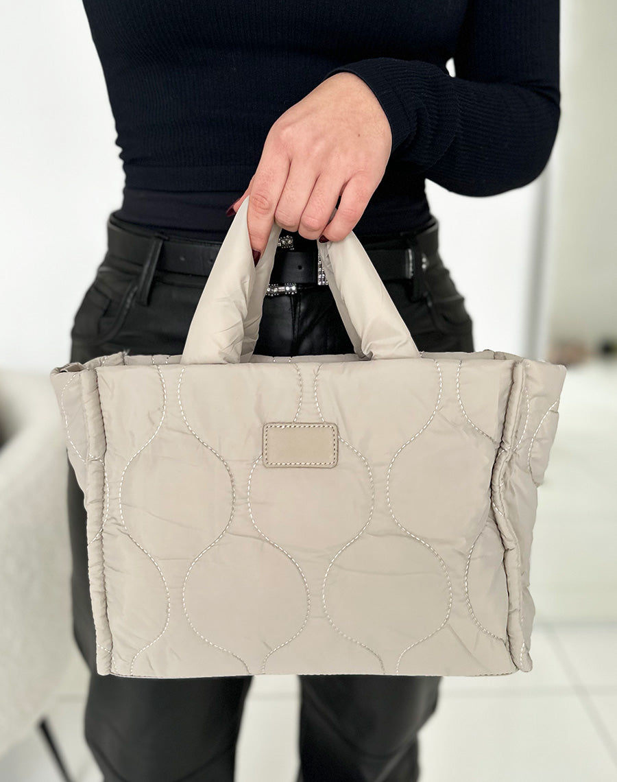 Sac beige matelassé effet nylon