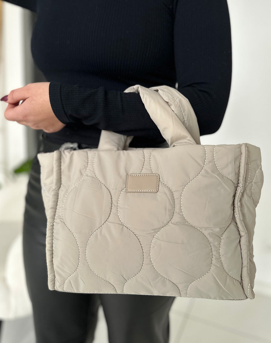 Sac beige matelassé effet nylon