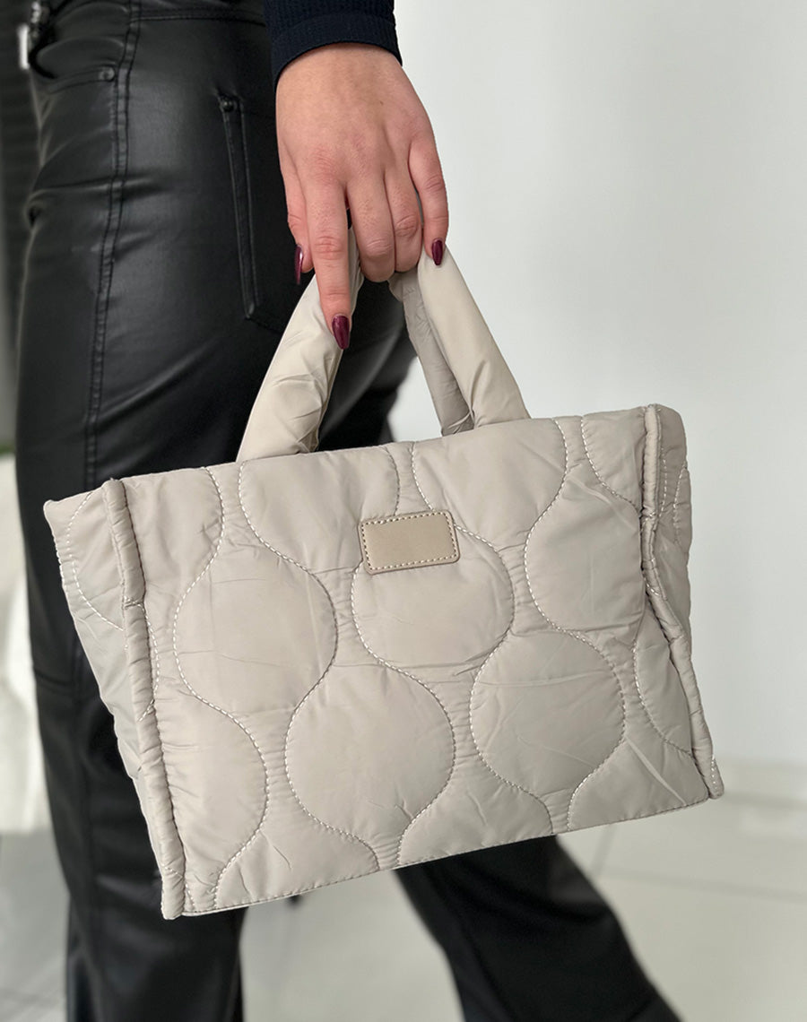 Sac beige matelassé effet nylon