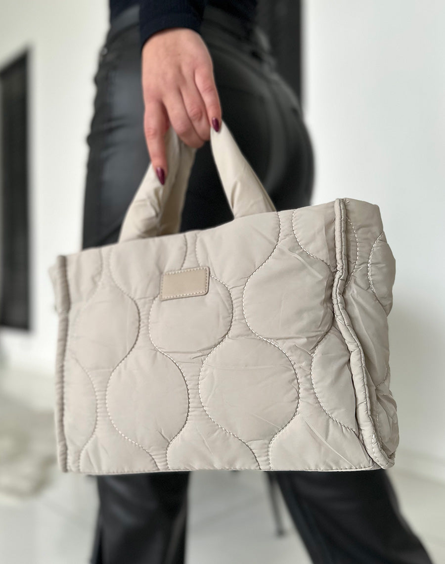 Sac beige matelassé effet nylon