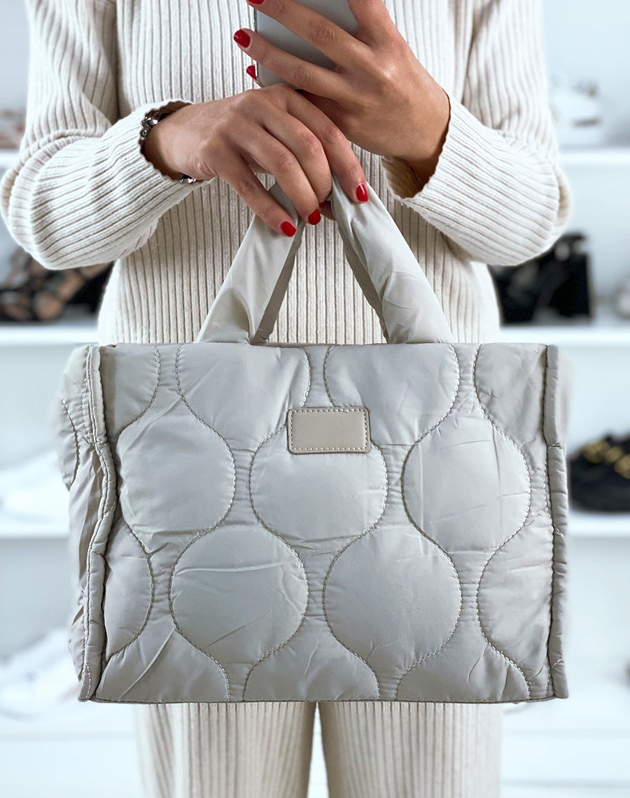 Sac beige matelassé effet nylon