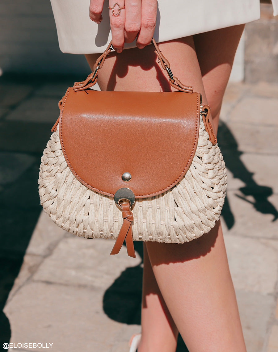 Sac besace à bandoulière beige et camel