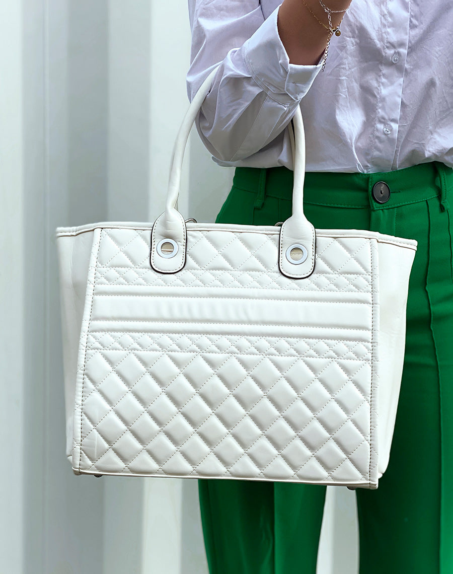 Sac cabas beige matelassé