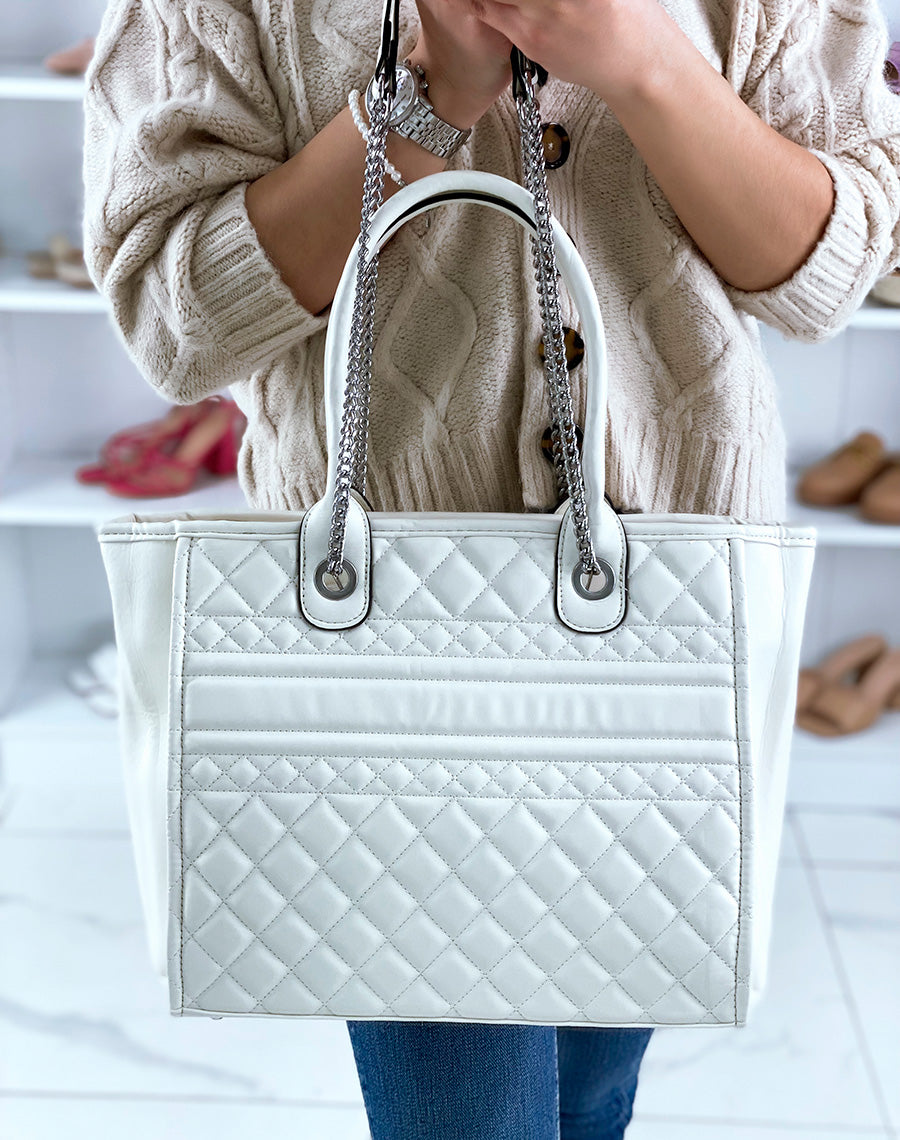Sac cabas beige matelassé