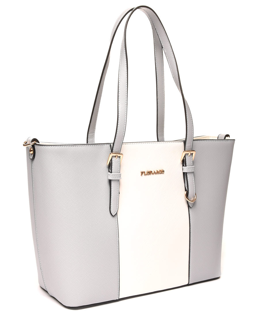 Sac cabas bicolore bleu ciel & blanc