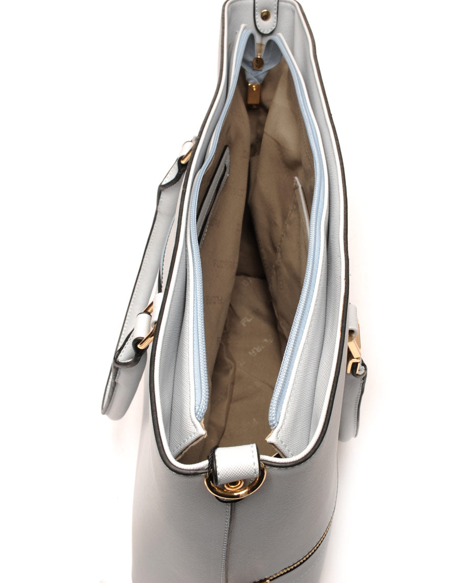 Sac cabas bleu clair zippé