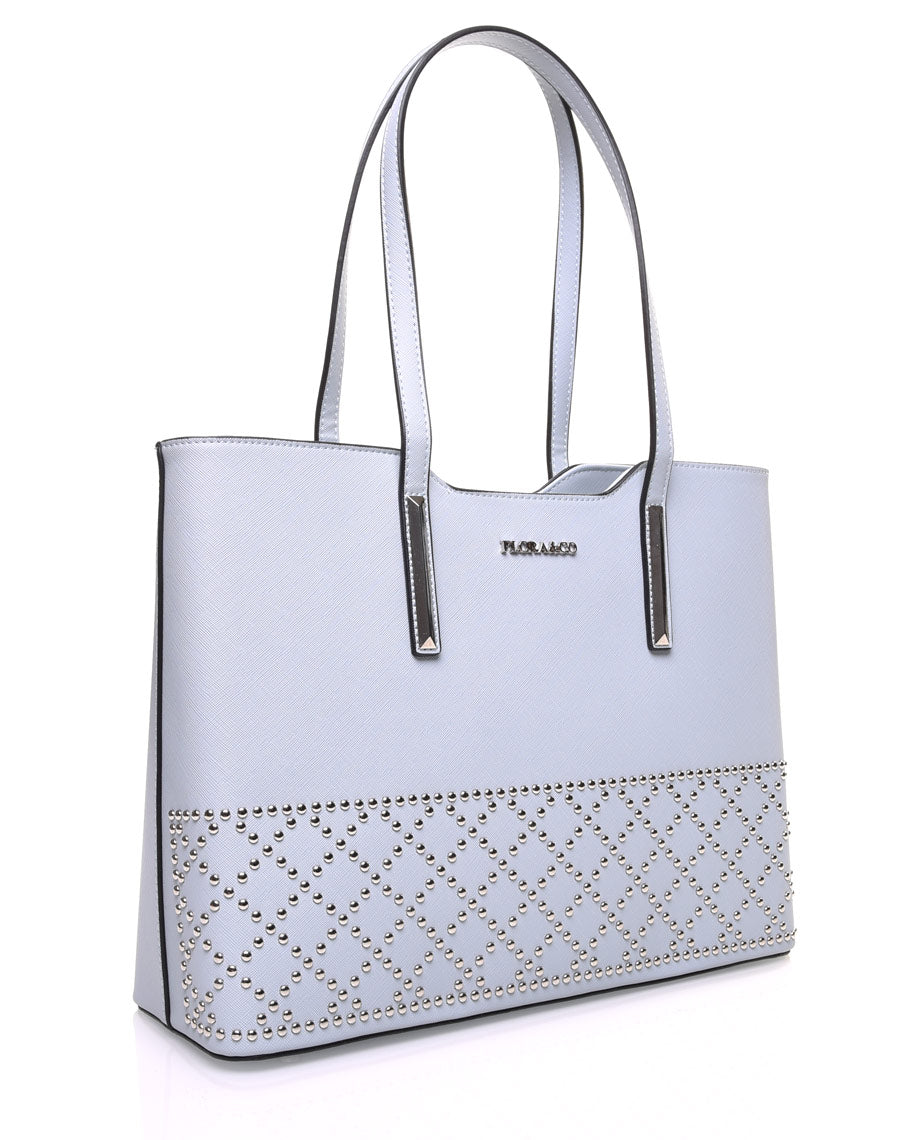 Sac cabas clouté bleu clair