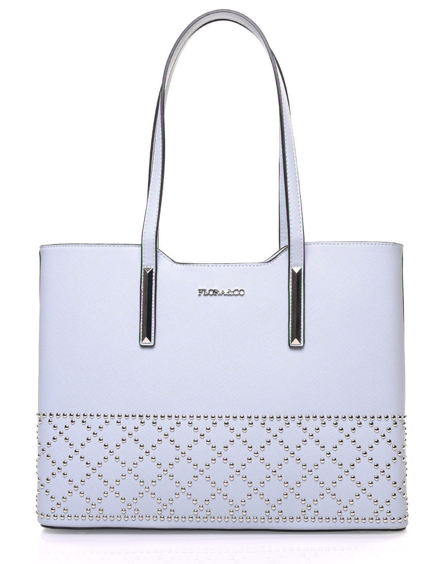 Sac cabas clouté bleu clair