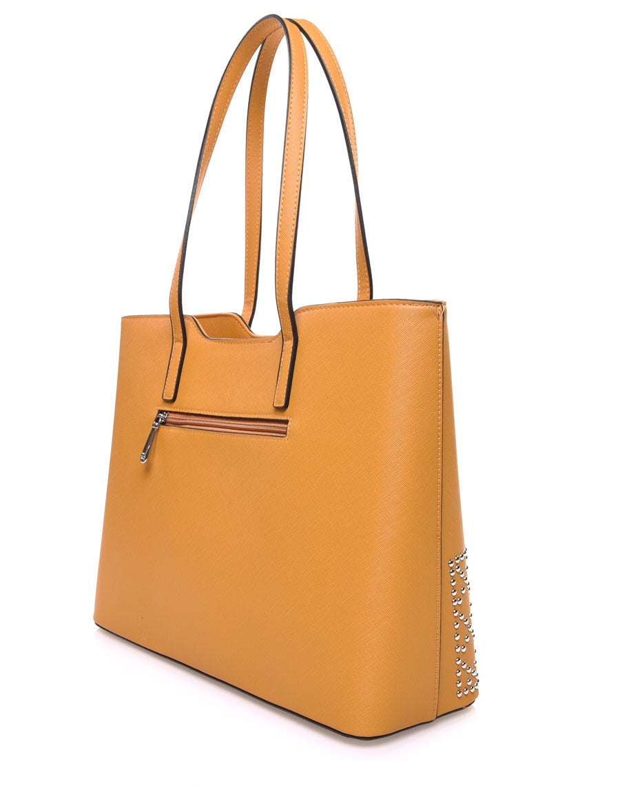 Sac cabas clouté jaune moutarde